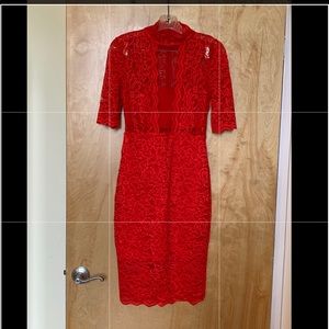 Express lace red dress